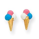 14k Enamel Pink Blue White Ice Cream Post Childrens Earrings
