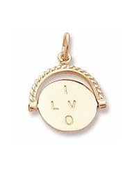 Rembrandt Charms, I Love You Spinner Charm in Solid Sterling Silver or Gold