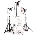Smith-Victor KT750 750 Total Watt 3 Light Kit with 6 Ft. Stands