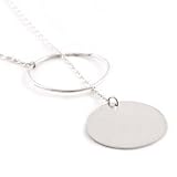 Mia Circlet Disk Lariat Necklace in Silver or Gold