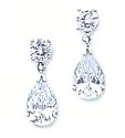 Earrings - Sterling Silver Cubic Zirconia Pear Shaped Dangle Earrings