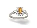 14K White Gold Genuine Emerald-cut Citrine and Diamond Ring