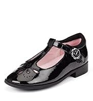 Coated Leather T-Bar Patent School Shoes