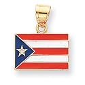 14k Solid Enameled Puerto Rico Flag Pendant