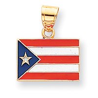 14k Solid Enameled Puerto Rico Flag Pendant
