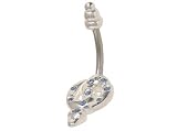Snake Belly Button Ring with Dark Blue Cz Gems