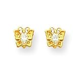 14k Butterfly CZ (Cubic Zirconia) Earrings