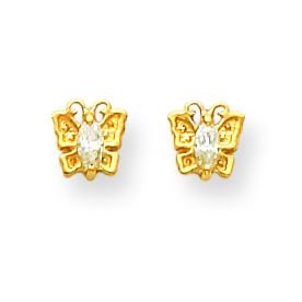 Childrens Toyshop  Jewelry : 14k Butterfly CZ (Cubic Zirconia) Earrings