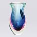 Hand Blown Red Blue & Green Sommerso Art Glass Vase 10.5 tall