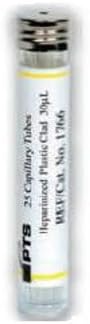 1992422 PT# 1766 Tube Capillary Glass 30uL Heparin Yellow 25/Bx Made by Polymer Technology Systems