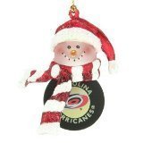 Carolina Hurricanes 3" Acrylic Striped Home Run Snowman - NHL Hockey