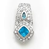 Sterling Silver Blue and Clear CZ (Cubic Zirconia) Pendant Slide