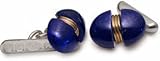Sterling silver and 18ct yellow gold cufflinks with lapis with presentation box. Made in England