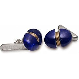 Sterling silver, 18ct yellow gold and lapis handmade scarab cufflinks by 