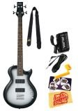 Ibanez GARTB20 GARTB Series Electric Bass Guitar Bundle with Tuner, 10-Foot Instrument Cable, Strap, Pick Card, String Winder, and Polishing Cloth - Metallic Silver Sunburst