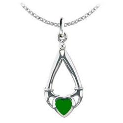 Kit Heath Celtic Green Agate Claddagh Necklace by Something Silver