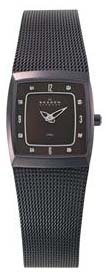 Skagen #380XSMM1 Women's black IP Brown Dial Mesh Band Watch