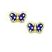 14k Yellow Purple Enamel Childrens Butterfly Earrings