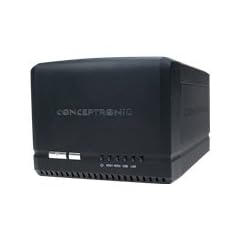 Conceptronic NAS Dual Bay SATA Media Storage 2x 8,8 cm (3,5 Zoll) SATA HDD, UPnP AV, iTunes, Gigabit LAN, RAID 0/1, JBOD, 500mhz Prozessor