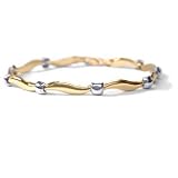 14KT Two Tone Wave and Ball Bracelet