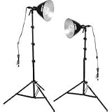 Smith Victor FL500 Two Light Fluorescent Kit (110 Total Watts), with 2 - 10 Flood Lights with Stands and Fluorescent Bulbs - 120V AC