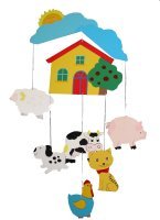 Childrens Toyshop  Toys : Farm House Wooden Mobile