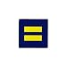 Equal Sign Sticker! Yellow Equal on Blue Background... The simple equal sign is commonly found among supporters of civil rights for all kinds of disadvantaged people. We first saw it used by the Urban League, but think the NAACP might have used it too. It has also become popular with gay/lesbian groups. With such a simple message one would think there could be no opposition. Wrong!! The Righties hate it. They can't be better than YOU if we are all equal in the eye of the law.