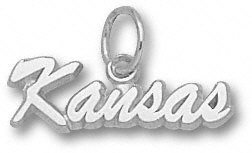 Kansas Jayhawks Sterling Silver Script ''KANSAS'' Pendant