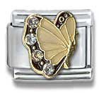 April Gold Diamond Czech Crystal Butterfly Birthstone Butterfly Italian Charm Bracelet Link