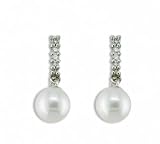 14K .15 CTW Cultured (Akoya) Pearl & Diamond Earrings