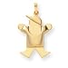 14k Puffed Boy with Hat on Right Engraveable Charm - JewelryWeb