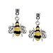 Enamel Bee Clear Swarovski Post Charm Earrings title=