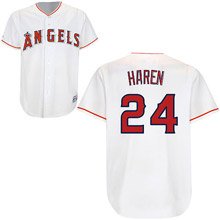 MLB Men's Los Angeles Angels Of Anaheim Dan Haren White Home Short Sleeve 6 Button Synthetic Replica Baseball Jersey Big & Tall Spring 2012  (White, XXX-Large)