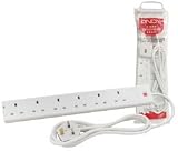 LINDY Power Strip - UK Mains 6 Way Gang Socket White 5m