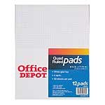 Office Depot(R) Quadrille Pad, 8 1/2in. x 11in., 4 x 4 Squares/Inch, White