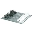 15in Frosted Black and White Mirrored Glass Chess Set