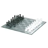 15in Frosted Black and White Mirrored Glass Chess Set - B0007ZL7R8
