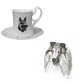 Collie Cup and Saucer, Porcelain by Rosalinde