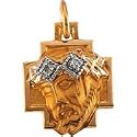 14K Yellow Gold 12.00X11.5Mm Head Of Jesus Crown Cross Pendant With Diamond