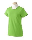 Personalized embroidered golf crest on ladies t-shirt, small, lime
