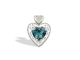 14K White Gold Heart Created Alexandrite and Diamond Pendant