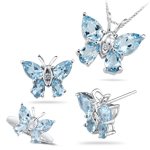 0.15 Ct Diamonds and 5.44 Cts Aquamarine Set in 14K White Gold by Mysolitaire