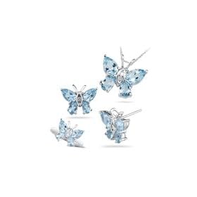 0.15 Ct Diamonds and 5.44 Cts Aquamarine Set in 14K White Gold by