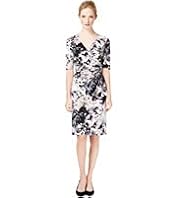 Autograph Crossover V-Neck Abstract Print Dress