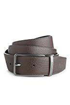 Men's Reversible Leather Belt With Engraved Logo Buckle