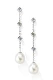 9ct White Gold Freshwater Pearl Peridot And Topaz Earrings