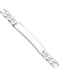 Sterling Silver Polished Engraveable Figaro Link ID Bracelet
