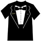 Cursive Adult Tuxedo Black T-shirt