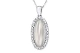 11 1/5 Carat Moonstone and Diamond 14K White Gold Pendant