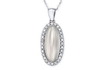 11 1 5 Carat Moonstone and Diamond 14K White Gold Pendant